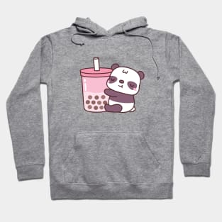 Cute Panda Hugging Strawberry Milk Tea Hoodie